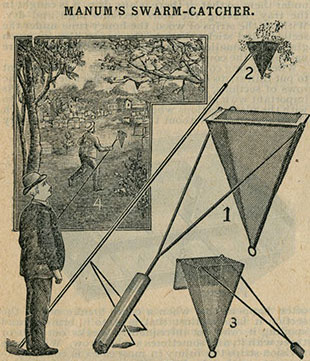 Manum's swarm catcher from 1898 Root beekeeping supply catalog